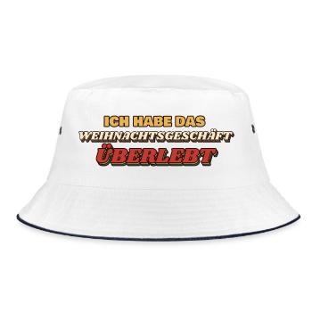 Weihnachtsgeschäft überlebt - Einzelhandel - Bucket Hat - Weiß/Navy - Vorne