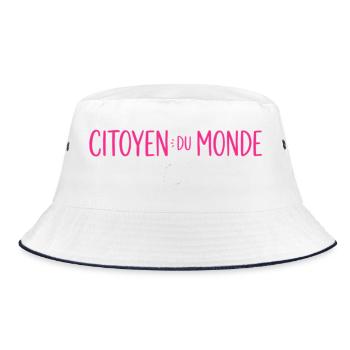 Citoyen du Monde – Globaler Bürger - Bucket Hat - Weiß/Navy - Vorne