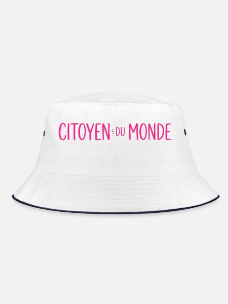 Citoyen du Monde – Globaler Bürger - Bucket Hat - Weiß/Navy