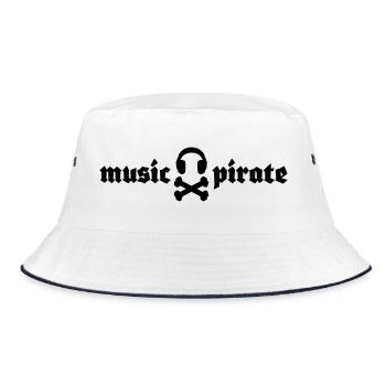 music pirate - musik pirat - Bucket Hat - Weiß/Navy - Vorne