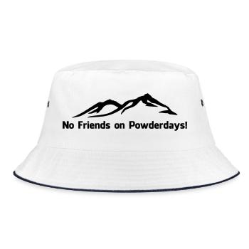 No. friends on Powderdays - Bucket Hat - white/navy - Front