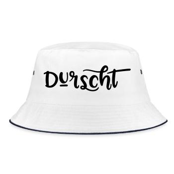 Durscht, Durst auf bayrisch - Bucket Hat - Weiß/Navy - Vorne
