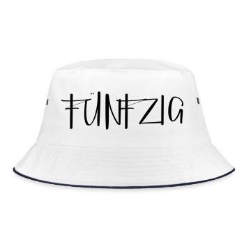 50 fünfzig Geburtstag Geschenk Zahl - Bucket Hat - Weiß/Navy - Vorne