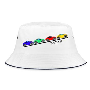 4 Autos für Kinder ... Tut Tut - Bucket Hat - Weiß/Navy - Vorne