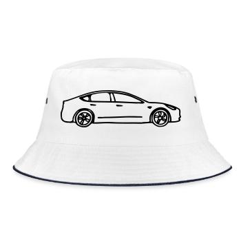 Model 3 gezeichnet - Bucket Hat - Weiß/Navy - Vorne