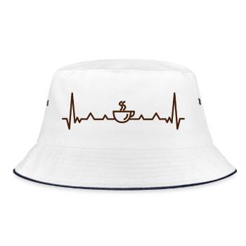 Coffee Pulse Heartbeat Pattern - Bucket Hat - white/navy - Front