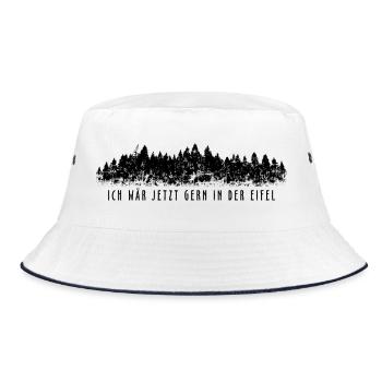 Ich wär jetzt gern in der Eifel - Bucket Hat - Weiß/Navy - Vorne