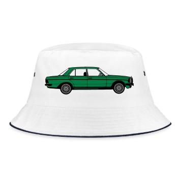 MB W123 ,Youngtimer ,Oldtimer, seitlich ..(25) - Bucket Hat - Weiß/Navy - Vorne