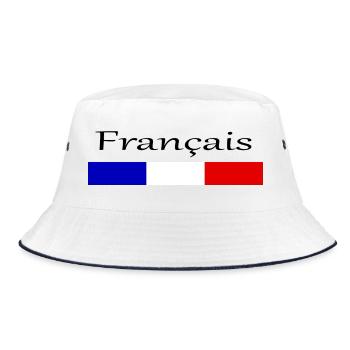 Französische Trikolore - Bucket Hat - Weiß/Navy - Vorne