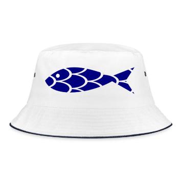 sardine. fish. April fool. sea. ocean - Bucket Hat - white/navy - Front