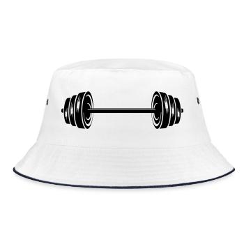 Weights dumbbells discs dumbbell - Bucket Hat - white/navy - Front