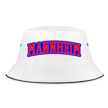 Mannheim Wortmarke Rot Blau - Bucket Hat - Weiß/Navy - Vorne
