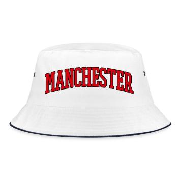 Manchester Arc Schriftzug - Bucket Hat - Weiß/Navy - Vorne