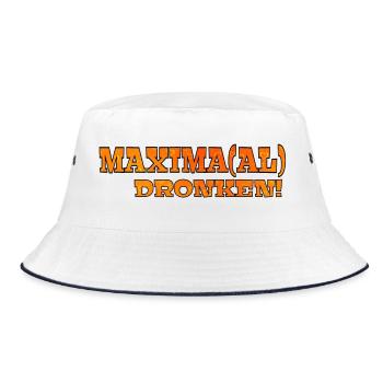 Maximal betrunken. Königstag Königliche Familie Maxima # - Bucket Hat - Weiß/Navy - Vorne