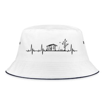 Kleingarten Schrebergarten Gärtner Heartbeat - Bucket Hat - Weiß/Navy - Vorne