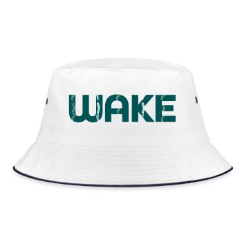 Wake, Aufwachen - Bucket Hat - Weiß/Navy - Vorne
