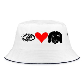 I (Eye) Love Dogs - Bucket Hat - Weiß/Navy - Vorne