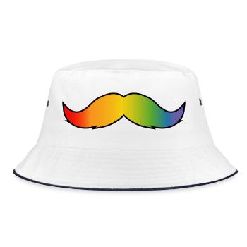 Regenbogen Bart queer schwarz - Bucket Hat - Weiß/Navy - Vorne