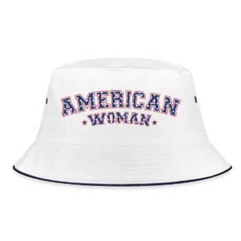 American Woman - Independence Day - 4th Of July - Bucket Hat - white/navy - Front