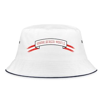 Vorarlberger Moatle Banderole mit Austria Flagge - Bucket Hat - Weiß/Navy - Vorne