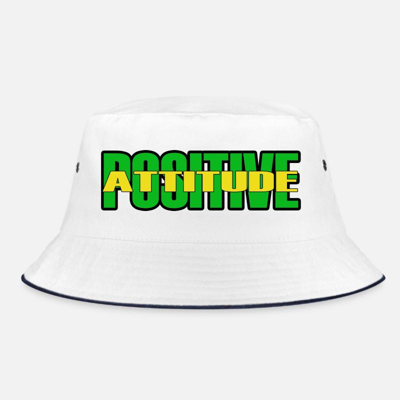 POSITIVE ATTITUDE-Green/Yellow Text Bucket Hat