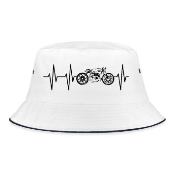 Heartbeat caferacer pulse motorcycle icon icon - Bucket Hat - white/navy - Front