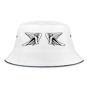 Design 15 (Flügelset, eng) - Bucket Hat - Weiß/Navy - Vorne