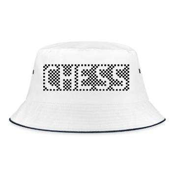 Schach Pixel Logo Schild Symbol gaming Grafik icon - Bucket Hat - Weiß/Navy - Vorne