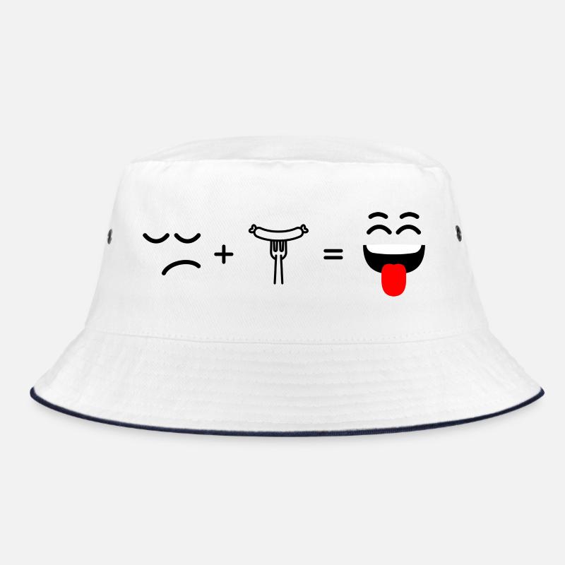 sad face eat sausage and happy Bucket Hat