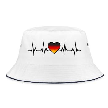 Germany Heartbeat ECG black red gold - Bucket Hat - white/navy - Front