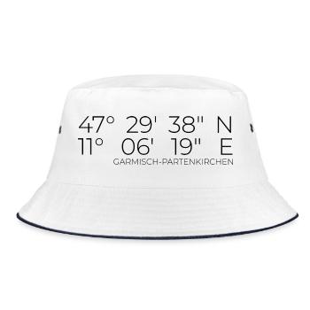 Koordinaten Garmisch Partenkirchen - Bucket Hat - Weiß/Navy - Vorne