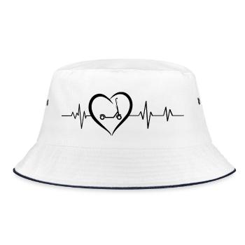 Herzschlag Roller - Bucket Hat - Weiß/Navy - Vorne