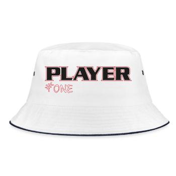 NERDY forever - PLAYER #ONE - Bucket Hat - Weiß/Navy - Vorne