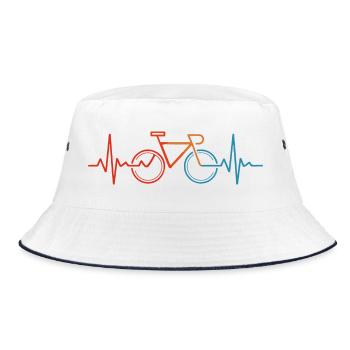 Cycling Heartbeat Rhythm - Bucket Hat - white/navy - Front
