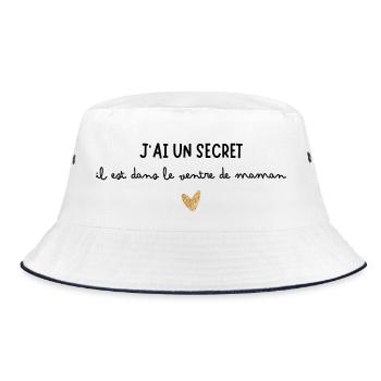 Ich habe ein Geheimnis, es ist in Mamas Bauch - Bucket Hat - Weiß/Navy - Vorne
