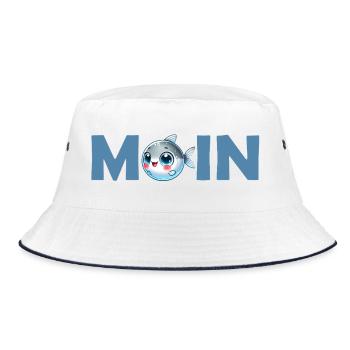 Niedlicher Fisch mit großen Augen - Bucket Hat - Weiß/Navy - Vorne