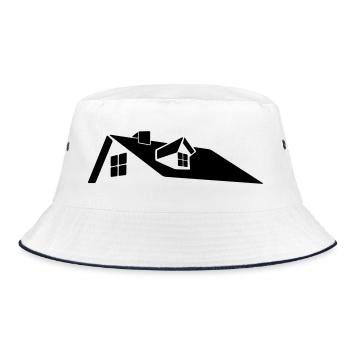 Logo des Dachhauses mit Dachgaube - Bucket Hat - Weiß/Navy - Vorne