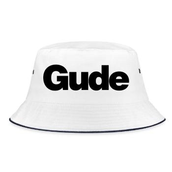 Gude – Urbaner Gruß im Klartext - Bucket Hat - Weiß/Navy - Vorne