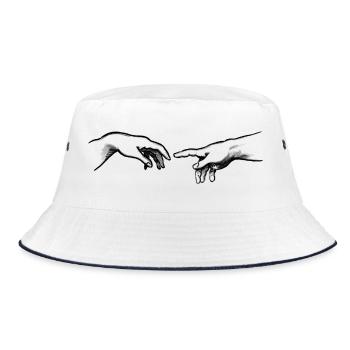 Michelangelo's Motif of Connection to God - Bucket Hat - white/navy - Front