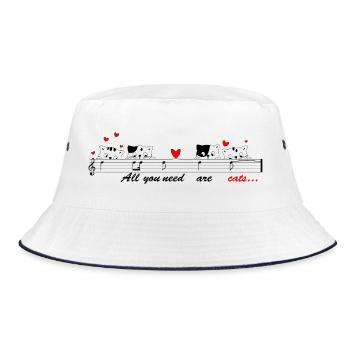Singing cats with melody for bright clothes - Bucket Hat - white/navy - Front