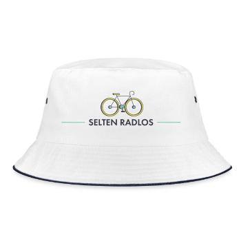 Selten radlos – Lustiger Fahrrad Spruch Geschenk - Bucket Hat - Weiß/Navy - Vorne