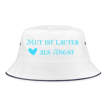 Mut ist lauter als Angst - Bucket Hat - Weiß/Navy - Vorne