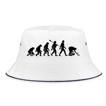 Evolution Pilzsammler, Pilze sammeln - Bucket Hat - Weiß/Navy - Vorne