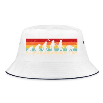 Evolution Pilzsammler, Pilze sammeln Vintage - Bucket Hat - Weiß/Navy - Vorne