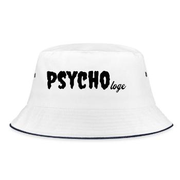 Psycho Loge – Lustiges Psychologen Shirt - Bucket Hat - Weiß/Navy - Vorne