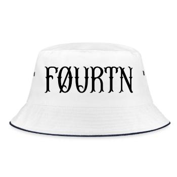 FØURTN Chest Logo Black – Minimal Streetwear - Bucket Hat - white/navy - Front