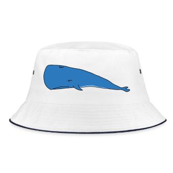 Lustige faule Pottwal Schlafdesign Ozeanleben - Bucket Hat - Weiß/Navy - Vorne
