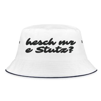 Hesch mr e Stutz - Kult-Spruch aus der Schweiz - Bucket Hat - Weiß/Navy - Vorne