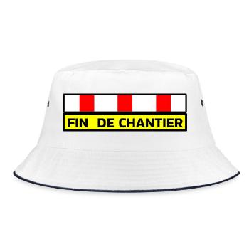 Ende des Projekts - Bucket Hat - Weiß/Navy - Vorne