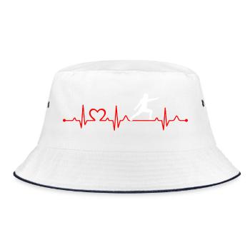 Herzschlag Fechten EKG Linie Schwert Kämpfer - Bucket Hat - Weiß/Navy - Vorne